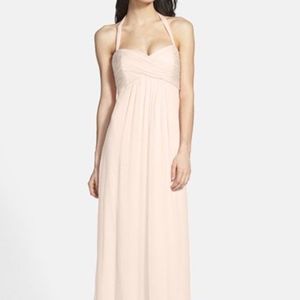 Amsale Chiffon Halter Pink Bridesmaid Dress